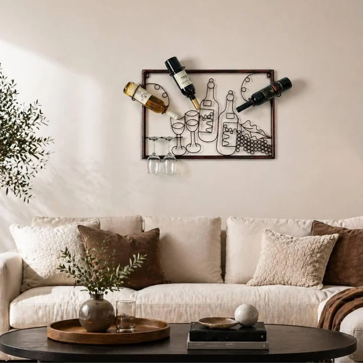 Wandbild Weinregal 091975 Flaschenständer Metall 64 cm Flaschenhalter Wandregal – Bild 6