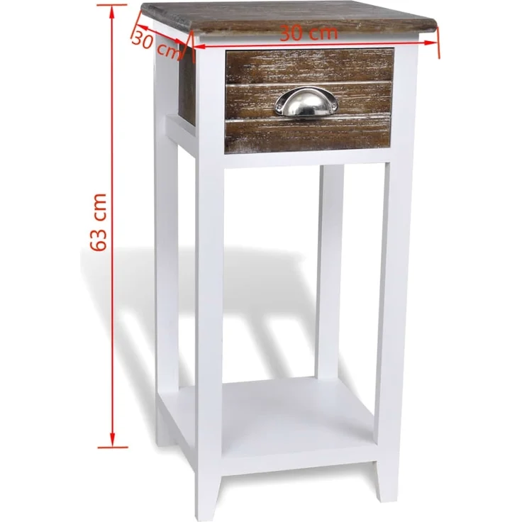 vidaXL Nachttisch mit 1 Schublade Braun und Weiß 242039 – Bild 5