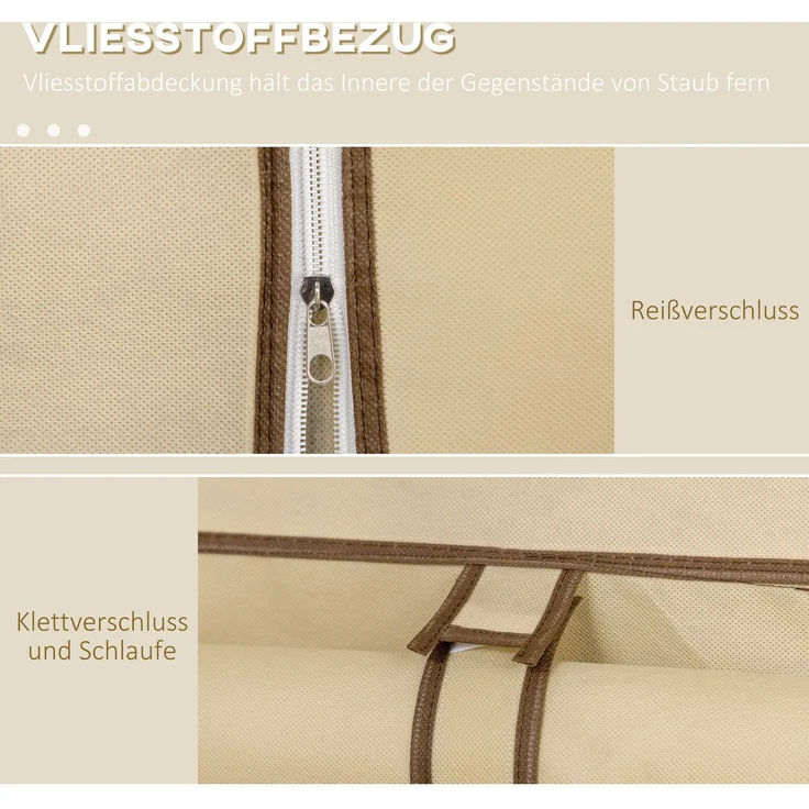CHICFURN Kleiderschrank 125x162,5x43 cm mit 2 Kleiderstangen und 8 Einlegeböden – Beige – Bild 3