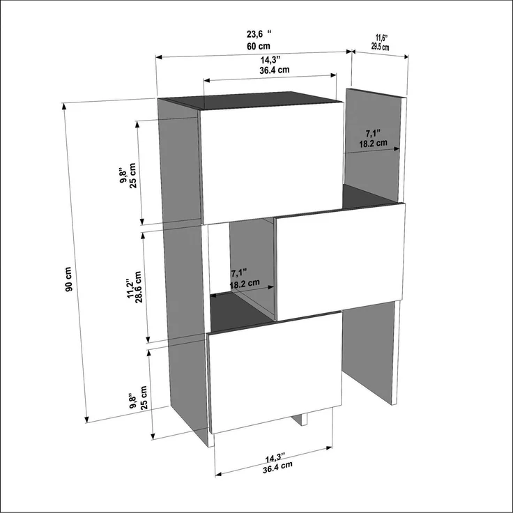 Skye Decor 'Anna - White' Mehrzweckschrank, Weiß, 65 x 89,8 x 31,5 cm – Bild 7
