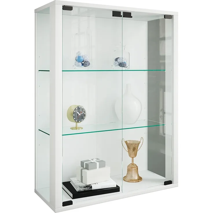 VCM Wandvitrine Udina 904125 Weiß H. 80 x B. 60 x T. 25 cm