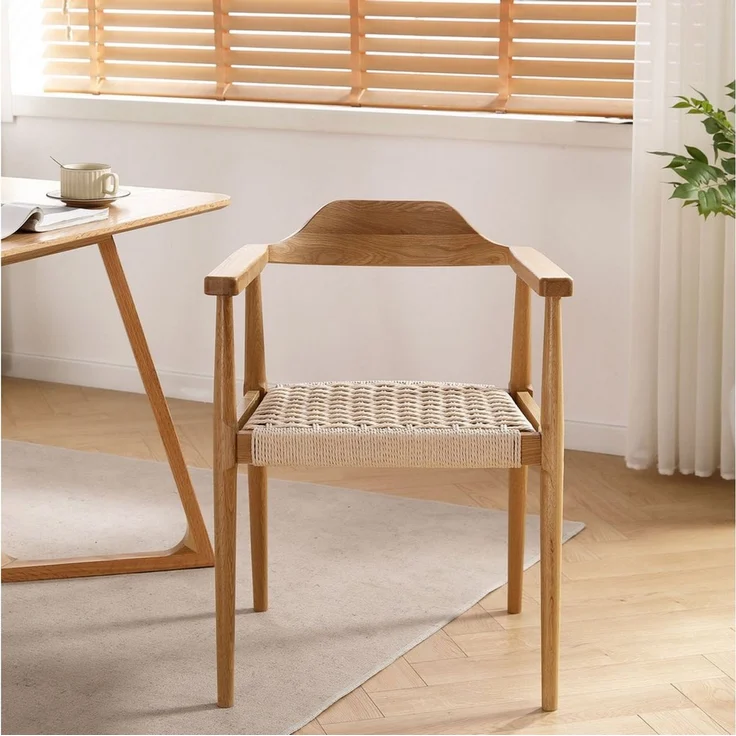 LIM HOME Esszimmerstuhl SW010 (Packung, 2 St), FSC®Eichenholzrahmen mit Sitzfläche aus Papierseil, einfache Montage – Bild 4