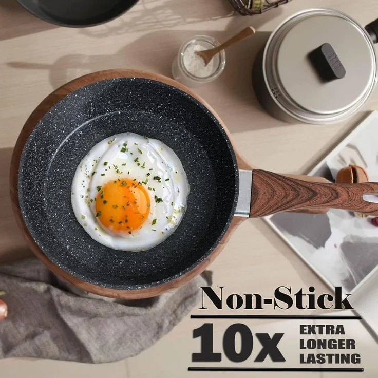 15-teilig Induktions Töpfe Set mit Granit Beschichtung Schwarz – Bild 2