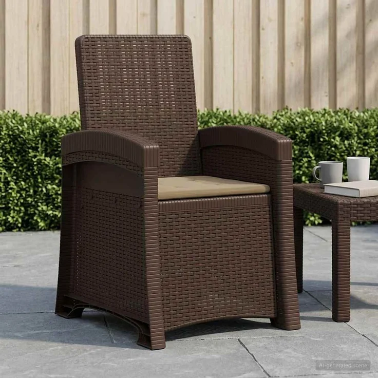 vidaXL Liegesessel Garten Rattan-Optik Braun und Taupe PP 8012006 – Bild 1