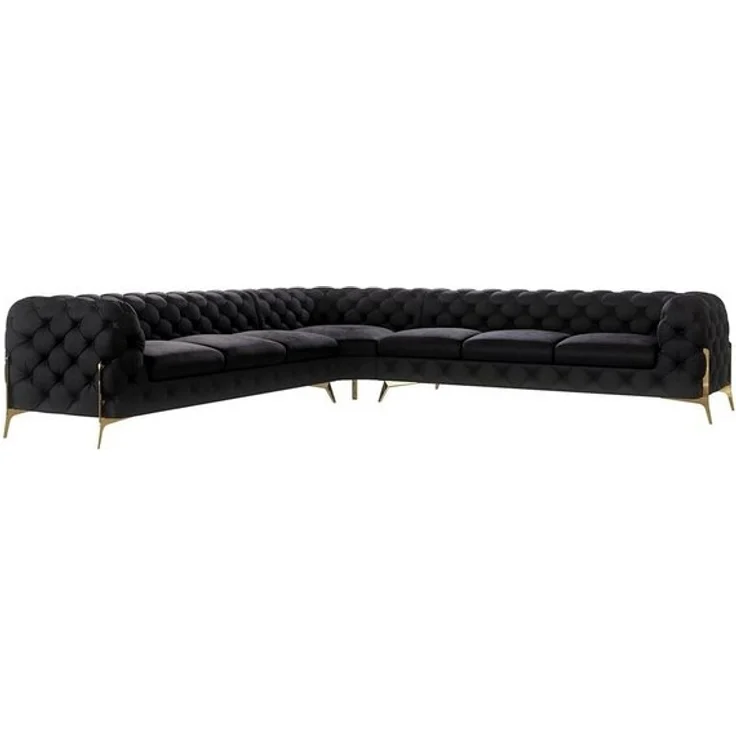S-Style Möbel Ecksofa Chesterfield Ashley mit Goldene Metall Füßen, mit Wellenfederung – Bild 4