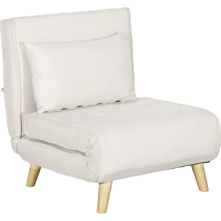 MELAYR, Schlafsessel, 6-stufig verstellbare Lehne, Leinenoptik, bis 120 kg, Creme, 72 x 78 x 79 cm, Cremeweiß