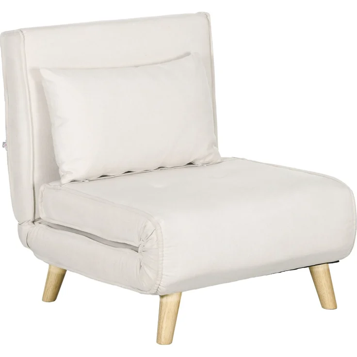 MELAYR, Schlafsessel, 6-stufig verstellbare Lehne, Leinenoptik, bis 120 kg, Creme, 72 x 78 x 79 cm, Cremeweiß – Bild 1