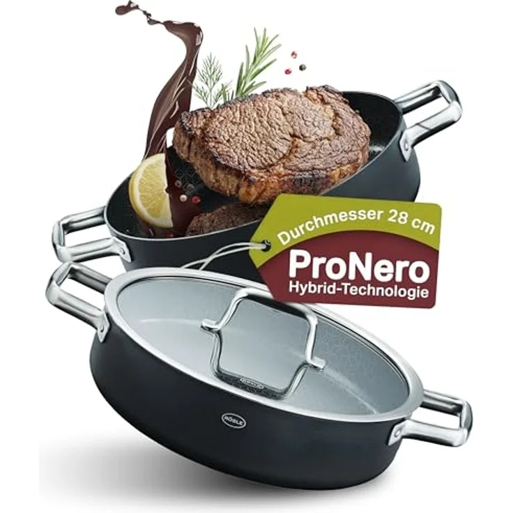 RÖSLE Servierpfanne EBONIC Ø 28 cm ProNero Keramik-Wabenbeschichtung – Bild 2