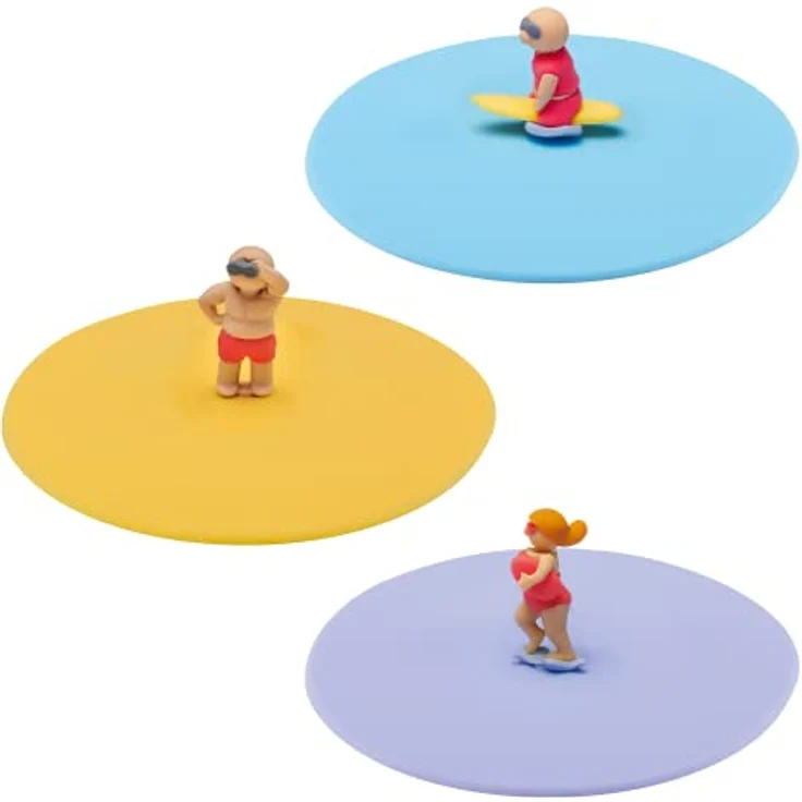 Lurch 210305 Mein Deckel Strandwache 3er Set Glasabdeckungen aus Premium-Platin-Silikon Ø10,5cm, Mittel, Bunt – Bild 2
