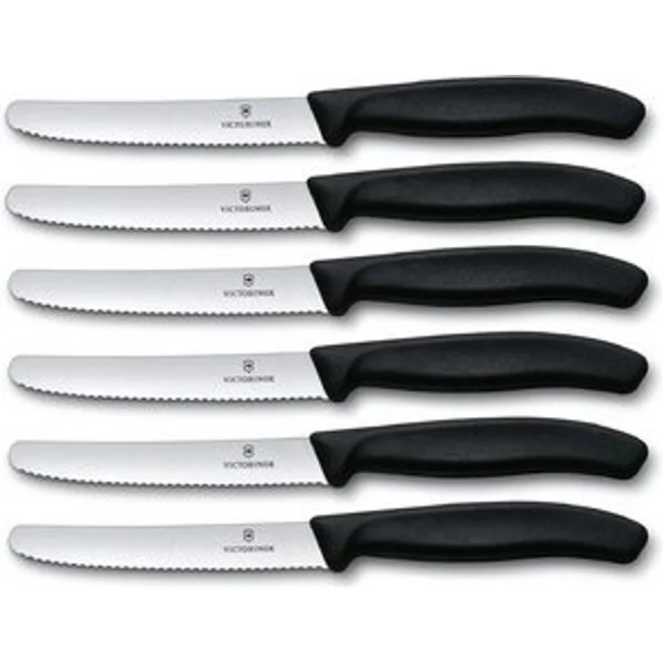 Victorinox | Swiss Classic Tafelmesser Set | 6-teilig | perfektionierte Schneidleistung | zeitloses Design | für Brotzeit und Küche | ergonomische schwarze Griffe – Bild 4