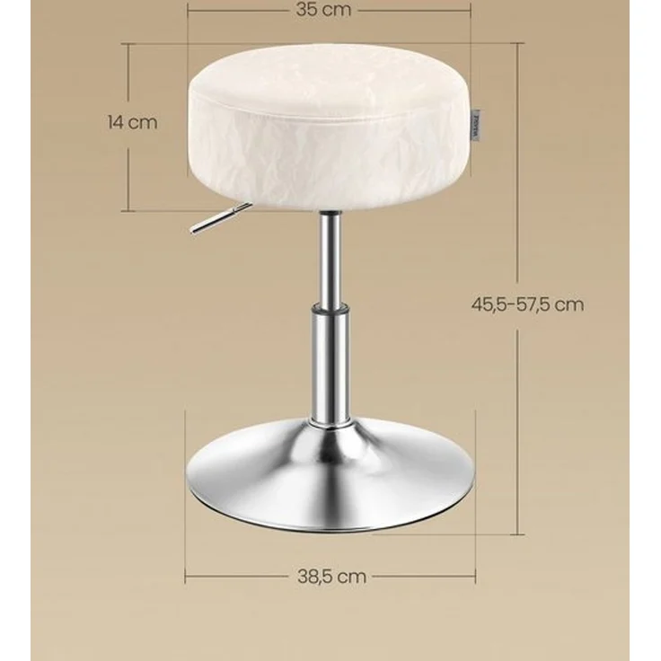 Schminkhocker, Schminkstuhl, Sitzhocker, höhenverstellbar, 360° drehbar, PU, dicke Polsterung, für Schlafzimmer, Küche, Esszimmer, cremeweiß – Bild 5