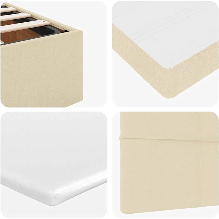 vidaXL Ottoman-Bett mit Matratze Creme 100x200 cm Stoff 3311440 – Bild 11