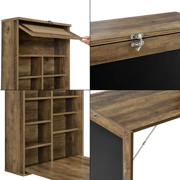 Wandtisch Holz Schreibtisch Tisch Regal Wand Klapptisch aus-klappbar – Bild 4