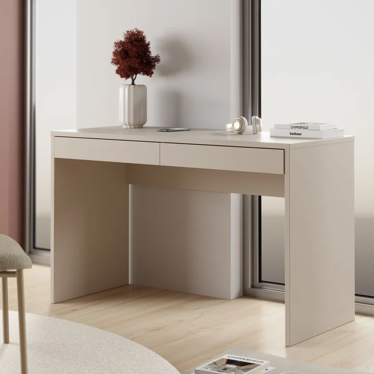 Schreibtisch >MILLES < in Sandfarbig - 124,8x77,3x53,1cm (BxHxT) – Bild 2
