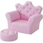 HOMCOM Sessel Kindersofa mit Ottomane Prinzessinnen (Prinzessinnen Sofa, 1-St, Kindersofa), Rosa 58 x 40.5 x 49 cm