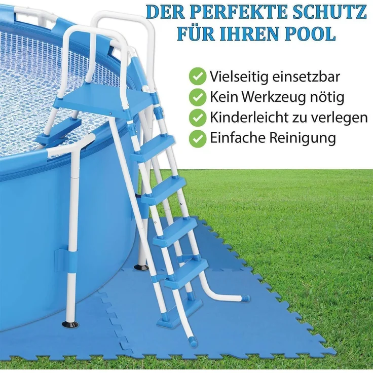 Pool Unterlegmatte - 8 Stück à 50x50cm ( 2m² ) - Bodenschutzmatte für Pool und Planschbecken - schütz den Poolboden vor Beschädigungen – Bild 2