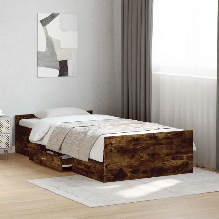 vidaXL Bettgestell mit Stauraum Geräucherte Eiche 80 x 200 cm 3429503