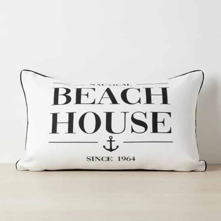 BOLTZE Dekokissen Kissen NAUTIC schwarz weiß 50x30cm maritimes Dekokissen Beach House