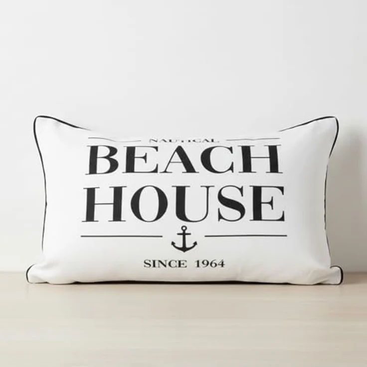 BOLTZE Dekokissen Kissen NAUTIC schwarz weiß 50x30cm maritimes Dekokissen Beach House – Bild 1