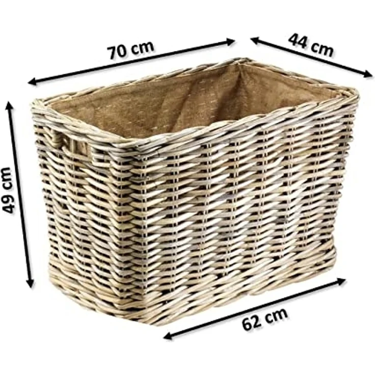 Kobolo Kaminholzkorb Holzkorb aus Rattan mit Jute und stabilen Rollen – Bild 3