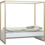 Himmelbett Minnea 31, Weiß / Eiche, 90 x 200 cm