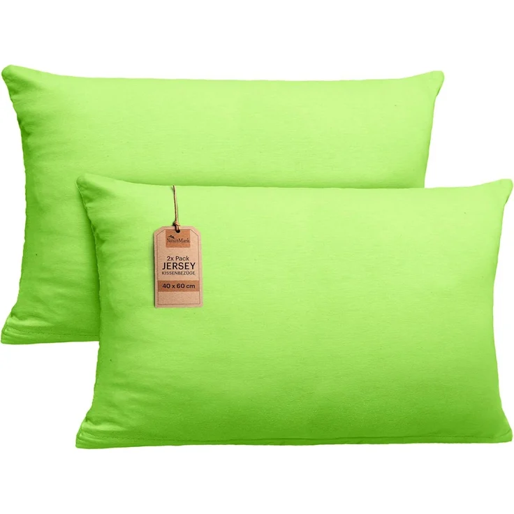 NatureMark 2er Pack Jersey Kissenbezug Kissenhülle Kissenbezüge Seitenschläferkissen Nackenkissen viele Größen und Farben ÖKO-TEX (40x60 cm (Nackenkissen geeignet), Apfel grün) – Bild 1