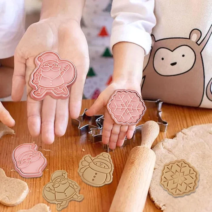 Viilich Weihnachtsausstecher 8-tlg Plätzchen Stempel Cookie Cutter Weihnachten – Bild 6