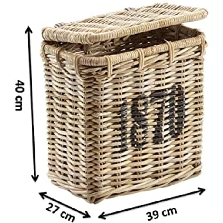 Kobolo Aufbewahrungskorb Universalkorb mit Deckel - Rattan kubu grey 1870 – Bild 7