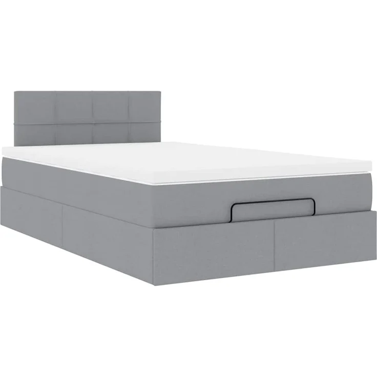 vidaXL Ottoman-Bett mit Matratze & LEDs Hellgrau 120x200 cm Stoff 3312298 – Bild 5