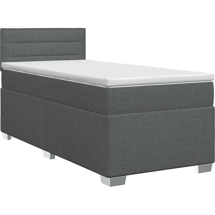 vidaXL Boxspringbett mit Matratze Dunkelgrau 90 x 190 cm Stoff 3450363 – Bild 2