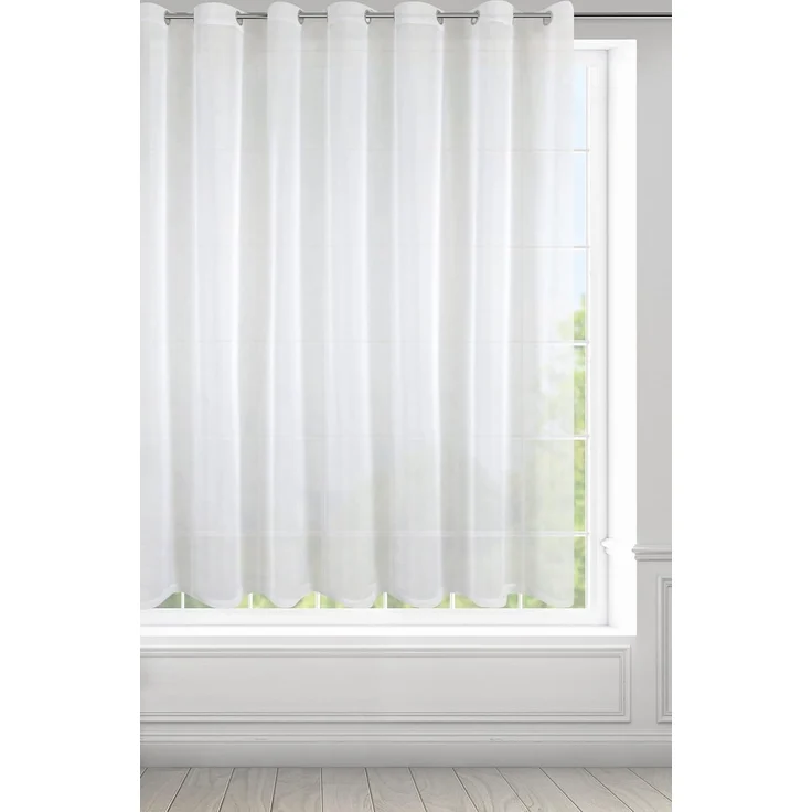 Eurofirany Lucy Voile Gardine Vorhang mit Ösen - 1 STK. Transparent Gardine Leinenoptik Durchsichtig Einfarbige für Schlafzimmer Wohnzimmer Kinderzimmer, 400x150 cm, Weiß