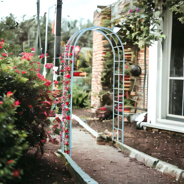 DanDiBo Rosenbogen Metall Verzinkt Massiv 120 cm Torbogen 96523 Wetterfest Rundbogen Volleisen Rankhilfe Gartenbogen Feuerverzinkt – Bild 5