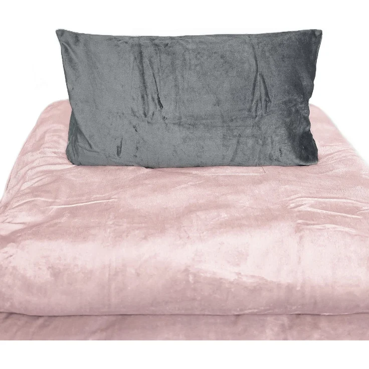 Moderne Plüschbettwäsche mit Reißverschluss - einfarbig, wendbar & warmhaltend Rosa 155x220cm + 80x80cm Kissenbezug – Bild 3