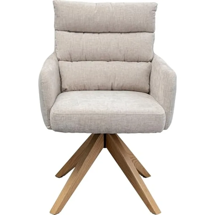 Kare Design Drehstuhl Bosse, Grau, rustikal, 49 cm Sitzhöhe, Esszimmerstuhl, Polsterstuhl, mit Armlehnen, 360 Grad drehbar, Wohnzimmer, 89 x 59 x 69 cm (H/B/T)