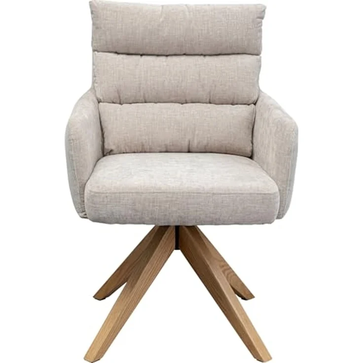 Kare Design Drehstuhl Bosse, Grau, rustikal, 49 cm Sitzhöhe, Esszimmerstuhl, Polsterstuhl, mit Armlehnen, 360 Grad drehbar, Wohnzimmer, 89 x 59 x 69 cm (H/B/T) – Bild 1