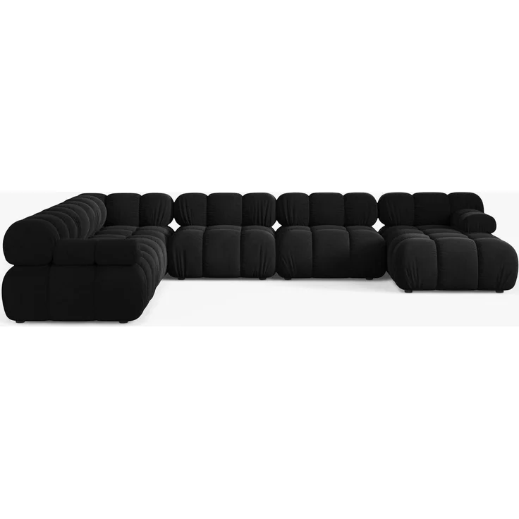 Micadoni Modulares Panorama Ecksofa Bellis 8-Sitzer Samt Bluvel Schwarz Links – Bild 3