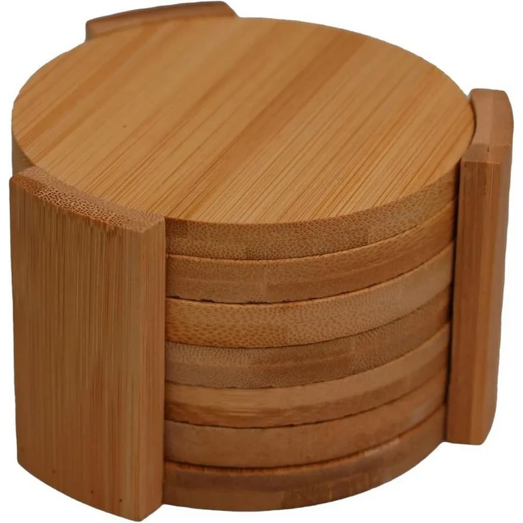 hausleben Glasuntersetzer rund, 11,5 x 11,5 x 7 cm, Bambus, 12-tlg, umweltfreundlich, Natur – Bild 5