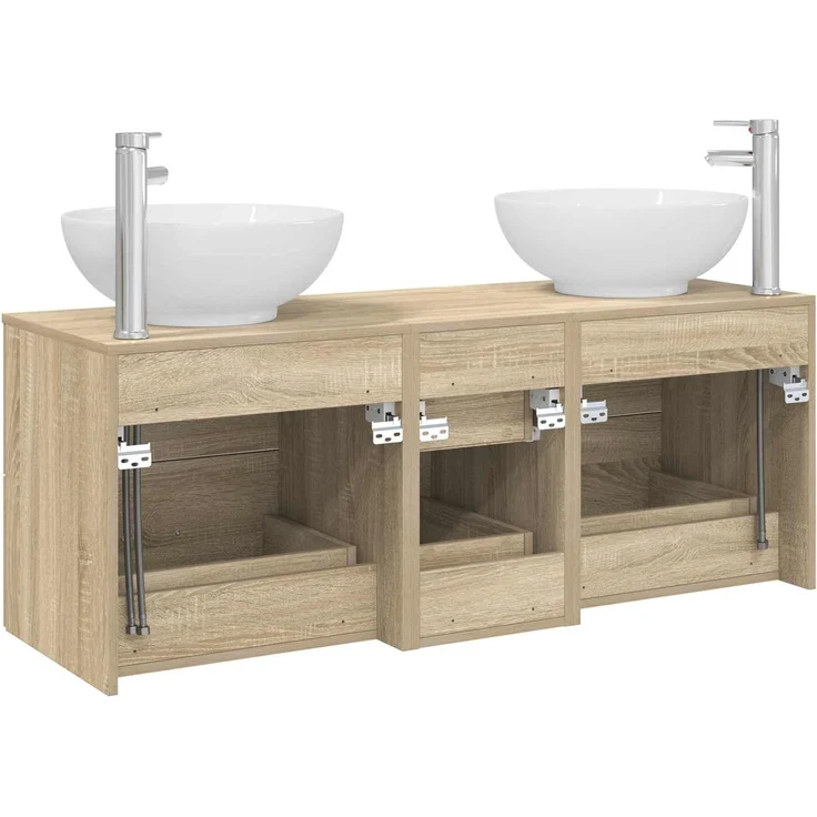 vidaXL Badezimmerschrank-Set 3 stk. Sonoma-Eiche 129 x 44,5 x 80 cm 3405909 – Bild 7
