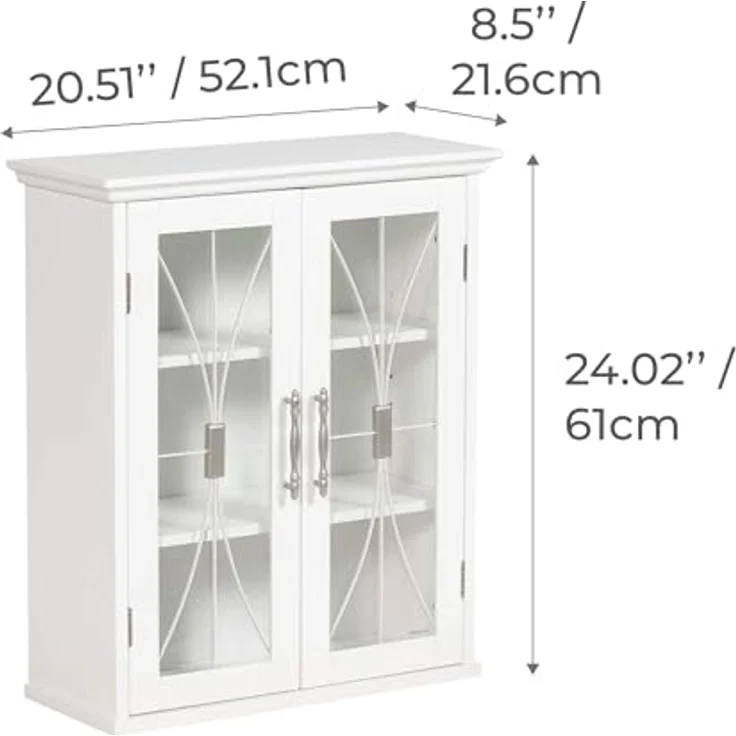 Teamson Home Badezimmerschrank -Holz-Wandschrank weiß 7930 mit 2 Glastüren – Bild 4
