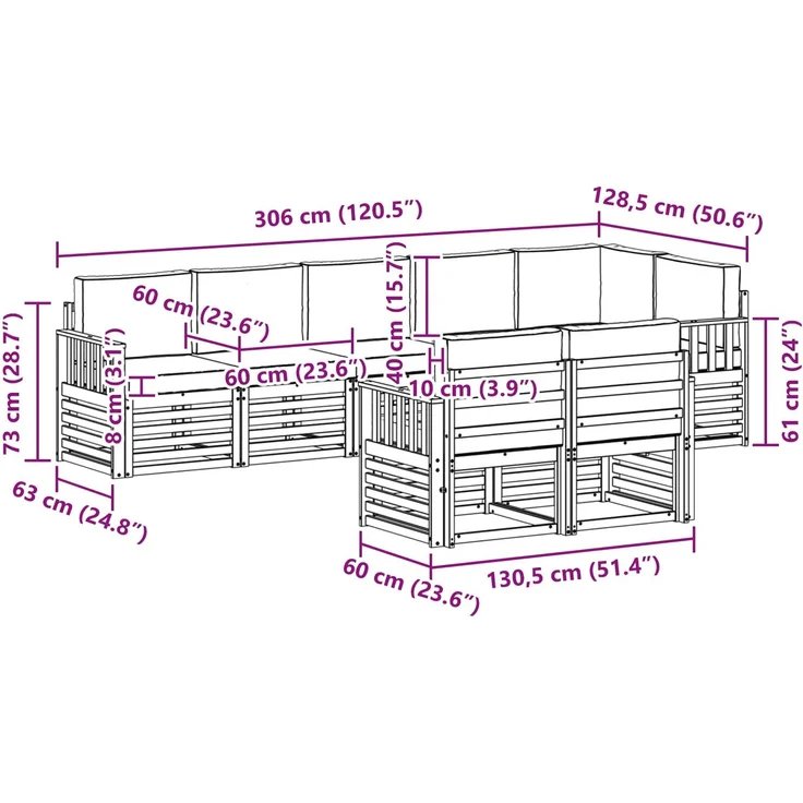 vidaXL Outdoor-Sofagarnitur 8 stk. 8-Sitzer Weiß und Anthrazit 3392027 – Bild 8