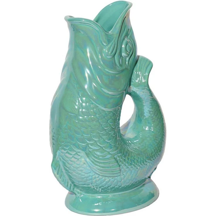 Gluckigluck Wasserkaraffe, (Original Gluggle Jug aus England), mit Gluckergeräusch, handgefertigt, ikonisches Fisch-Design, 1,2 L – Bild 2