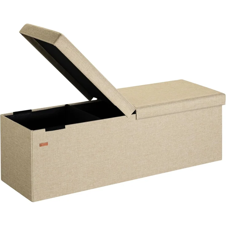 CASARIA® Faltbare Sitztruhe mit Stauraum Leinenoptik Beige XL