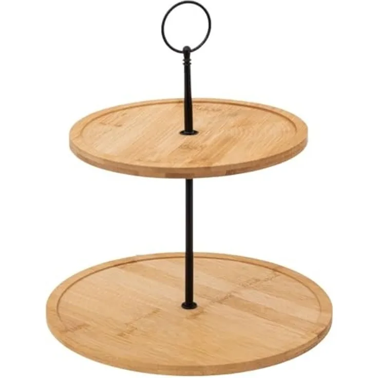 Etagere für Kuchen, Bambus, 2 Etagen, H. 30 cm