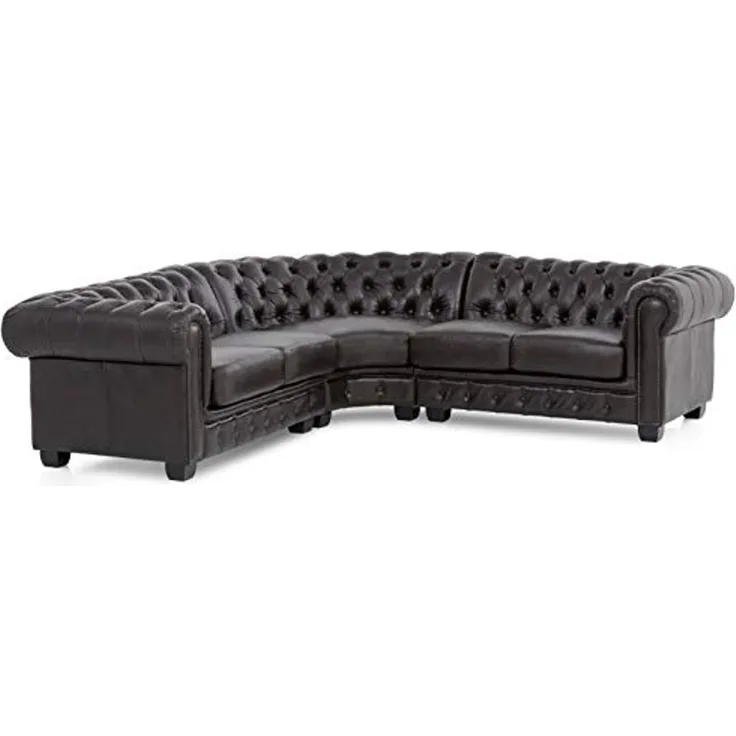 Chesterfield Ecksofa braun 236x74x236 cm Echtleder massivum Serie Chesterfield Clubsofa Wohnzimmer L-Sofa Ledercouch Vintage Design