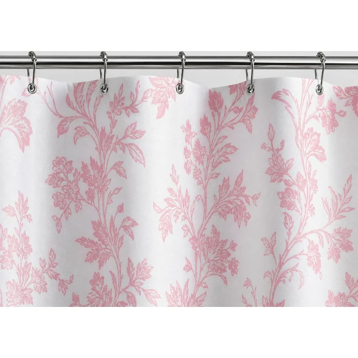 Wasserdichter Duschvorhang mit Blumenmuster Rosa-Weiß, 165x180 cm – Bild 3