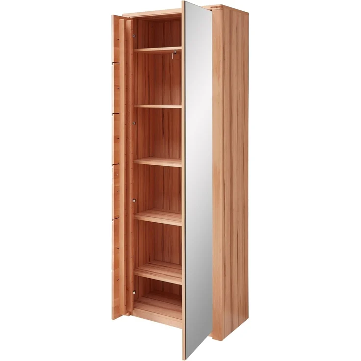 Garderobenschrank >Nature One< 2 Türen, 5 Böden, soft-close, Kernbuche teilmassiv - 74x201x40cm B/H/T – Bild 2