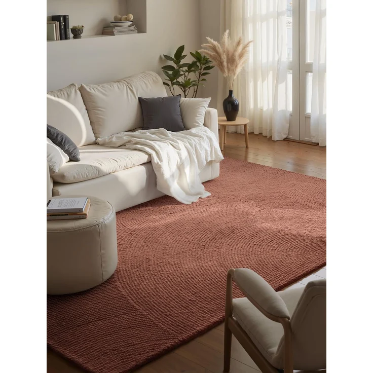 Hanse Home Wollteppich Calmio - Natur Wohnzimmerteppich - Handgetuftet - Hygge Skandi, Boho Teppich Wolle für Wohnzimmer, Schlafzimmer, Esszimmer, Flur - Vintage Rosa, 80x150 cm