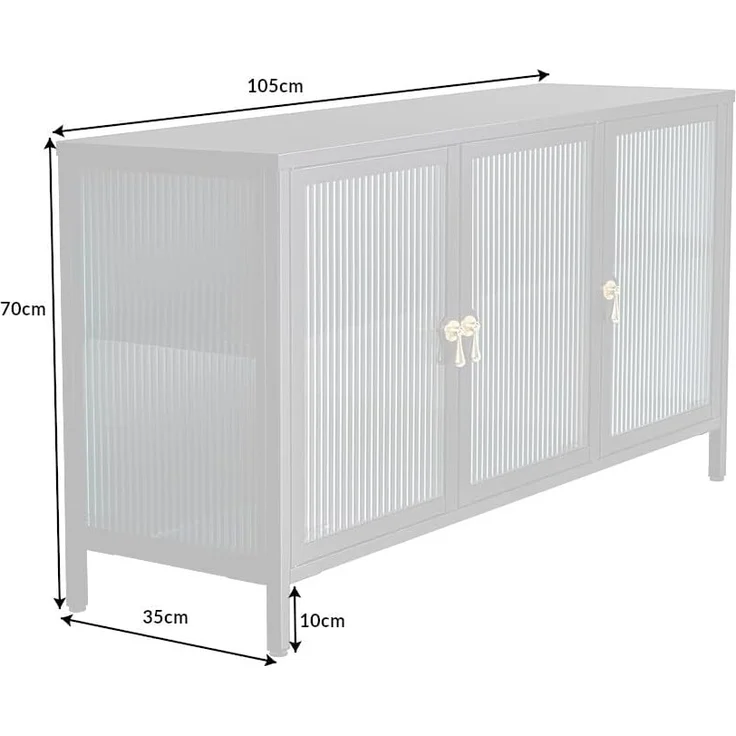 riess-ambiente Sideboard AMSTERDAM 105cm schwarz / transparent / gold (Einzelartikel, 1 St), Wohnzimmer · Sicherheitsglas · Metall · Kommode · Modern Design – Bild 3