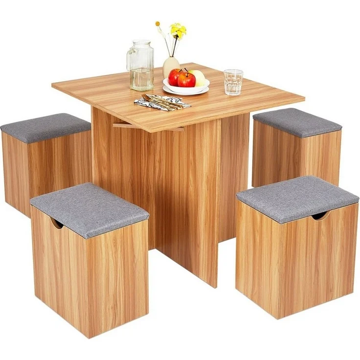 Mondeer Essgruppe (Set, 5-tlg), (5-tlg), 4 Stühle und 1 Tisch,Roteiche – Bild 2