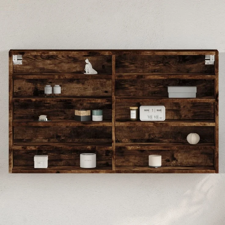 vidaXL Vitrinenschrank Räuchereiche 100x15x58 cm Holzwerkstoff 847930 – Bild 1